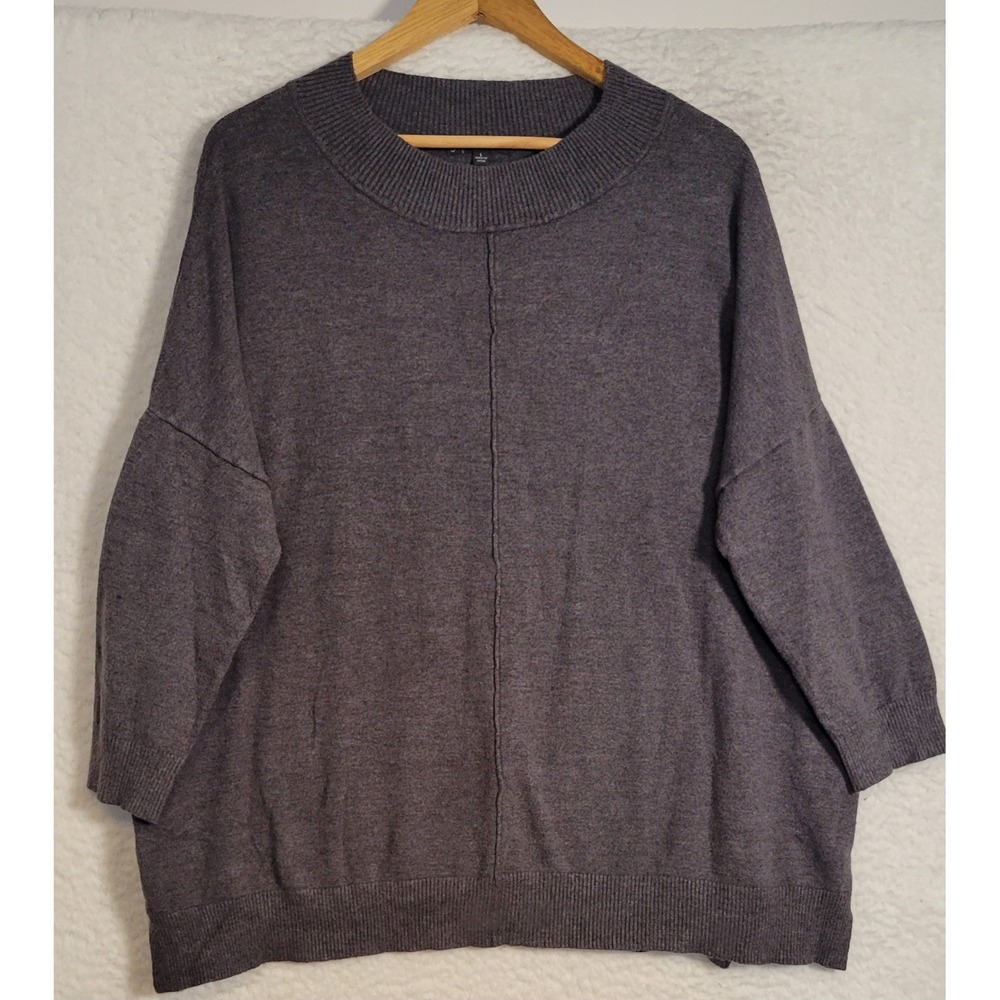 Adrianna Papell Sweater Top Dark Gray Short Sleeve Size Large Pullover 1114‎